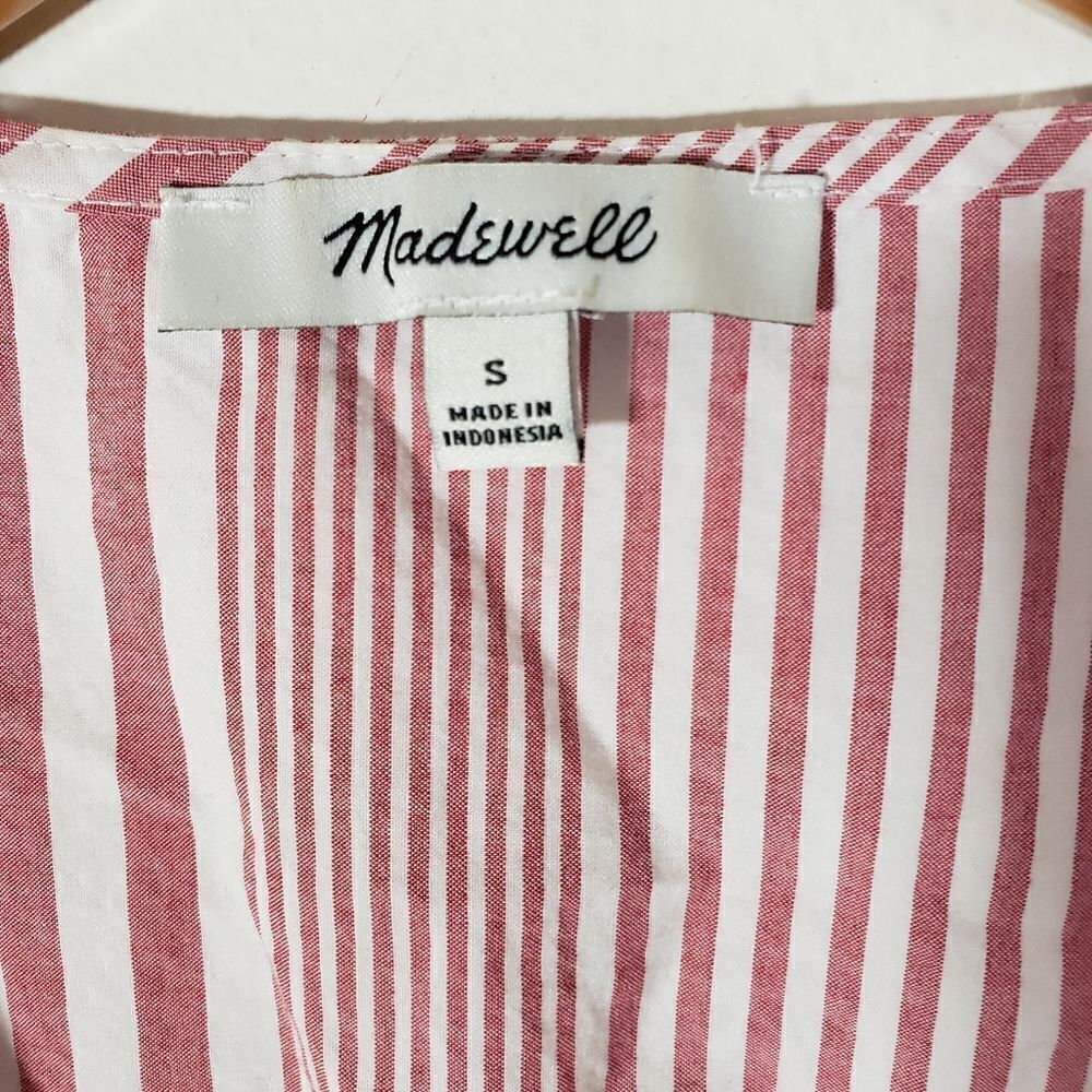 Madewell Striped Short Sleeve Wrap Blouse Size S - Picture 2 of 6